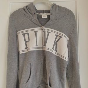 grey zip-up from pink